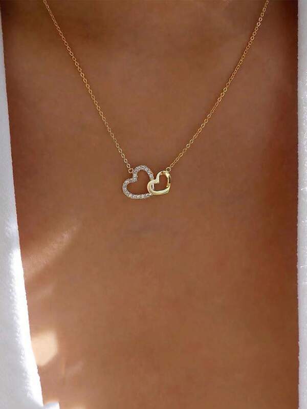 1pc Minimalist Heart Pendant Necklace For Women, Fashionable Design