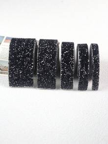 1 Roll DIY Black Self-Adhesive Rhinestone Tape, Black AB Rhinestone Strips, Diamond Crystal Rhinestone Tape Sticker Roll, Shiny Rhinestones, Suitable For Home Decor, Room Decor, Mirror, Vanity, Photo Frame, Crafts, Fabric, Car, Clothing, Bottle, Cake, Phone, Birthday, Wedding & Holiday Decoration - Black - View 11