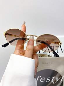 新款复古经典小框椭圆形时尚眼镜，极简主义高端朋克眼镜，适合派对、街头风格、T台椭圆形墨镜 - 彩色 - 查看 6