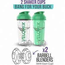 2 Pack 28oz Fitness Shaker Bottles With Stainless Steel Whisk Balls, Leakproof Protein Mixer Cup For Gym Workout School Travel, Includes Cleaning Brush & Wide Mouth Design For Easy Mixing - 91) 綠松石/透明色 - 查看 3