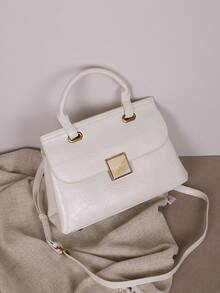 2025 New High-End Fashion Women's Handbag, Retro Burgundy Oiled Wax Leather Luxury Large Capacity Women's Messenger Bag, OL Commuter Style High-Quality Tote Briefcase, Elegant One Shoulder Crossbody Bag, Pleated Soft Leather Lock Unique Niche Design Women Bag - Multicolor - View 13