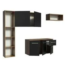 Mueble Cocina Compacto 180cm Easy Madesa Marron/negro - Negro - Ver 5