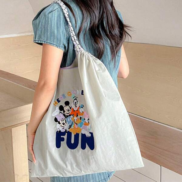 Disney Disney Licensed Mickey Mouse & Friends Design Tote Bag For Women, Adorable Graphic, Large Capacity Carryall For Beach Trip, Travel, Shopping, Parties, Commuting