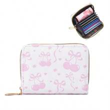 Carteira Pequena com Capacidade Reduzida para Estudantes, Impressão Fofa de Flor, Borboleta e Cereja, Diversos Slots para Cartões, Carteira Ultrafina Dia dos Namorados, Porta-Cartões de Visita, Porta-Cartões de Crédito, Carteira Feminina, Mini Carteira, Bolsa, Porta-Cartões