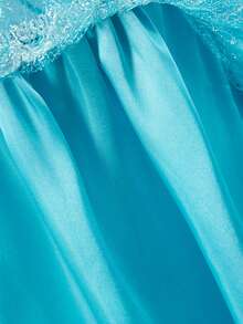 9 件套蓝色花卉网眼长袖女童连衣裙假发配饰服装套装，儿童角色扮演服装，适合万圣节、圣诞节、派对、舞台表演