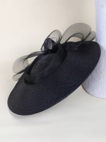HIMESPORT Eleganter Fascinator Hut | Hochzeits Derby Cocktail Stroh Breitrand | Vintage Kirche Teefeier für Damen | Sommer Strand Brautmutter