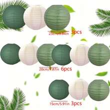 12pcs Elegant Sage Green Paper Lanterns - Bohemian Jungle Theme Party Decor, Suitable For Wedding, Bridal Shower, Birthday, Anniversary, Graduation - Frameless, Hotel Decor, Party Decoration, No Electricity Needed, No Feathers, Paper Lantern Decor - Sage Green - View 10