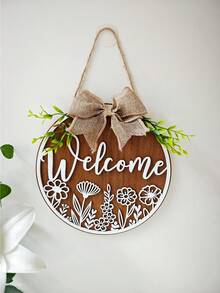 1pc Wooden Welcome Sign Hanging Decor, Welcome Design Wall Decor, Home Decor For Room, Bedroom, Living Room, Back To School Season Decoration, Holiday Gift, Farmhouse Style