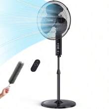16 Pedestal Oscillating Fan With Remote Control, Stand Up Fan Adjustable Height, 3Speed, Electric Cooling Fans For Bedroom Home Offi Use