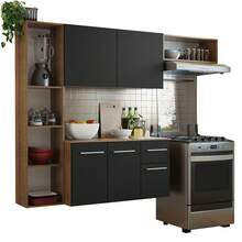 Mueble Cocina Compacto 180cm Easy Madesa Marron/negro - Negro - Ver 3
