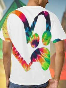 T Shirt Uomo Colorful Heart with Paw Print Maglietta Casual Manica Corta Regalo Amante Animali Stile Unico Comoda Qualità Moda Novità Outfit Estivo Must Have