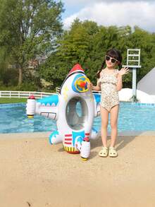 1pc Inflatable Aircraft Seat Cushion, With Steering Wheel, Children's Floating Aircraft Seat For Swimming Pool Parties And Other Scenarios - Multicolor - View 3