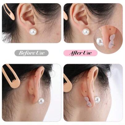 Tampão auricular de silicone com suporte para hambúrguer, tampão auricular transparente de acrílico branco, tampão auricular antiqueda, fivela de pino de orelha, tampa traseira para evitar que os brincos se inclinem, os acessórios de pino de orelha são inseridos atrás dos brincos