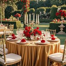 2pcs Burgundy Satin Round Tablecloth 58 Inch, Silky Satin Tablecloth For Wedding, Buffet, Party, Banquet, Celebration, Outdoor, Ceremony, Daily Decor - متعدد الألوان - مشاهدة 16