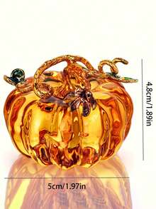 1 buc. Figurină de dovleac din sticlă lucrată manual, de colecție, potrivită pentru casă, birou, sufragerie - utilizare în interior și exterior, excelentă pentru decor de Paște, cadou de ziua de naștere, Ziua Îndrăgostiților, cadou, plante artificiale