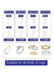 8/16/24片装透明戒指尺寸调节器，隐形戒指尺寸调节器，女士松紧戒指尺寸缩小器，DIY缝纫珠宝工具套装 - 适用于结婚戒指和珠宝，佩戴舒适，缩小戒指尺寸保护器，适合所有戒指尺寸，戒指固定器，戒指调节器，隐形透明收缩垫，适合所有人