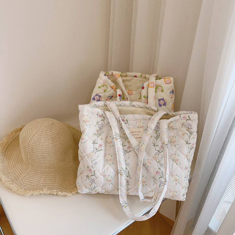 Women Shoulder Bags - 油畫綠粉花 - 查看 1