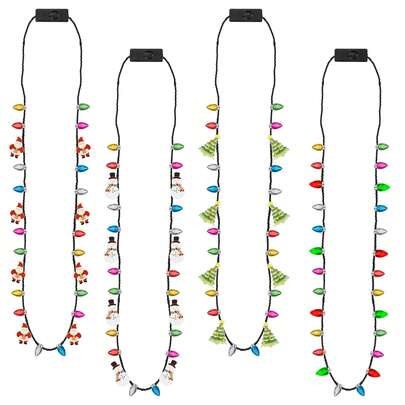 Prezent na imprezę świąteczną, świecące naszyjniki świąteczne dostępne hurtowo, naszyjnik świąteczny z 8 kolorowymi świecącymi żarówkami, naszyjniki z trzema trybami świecenia, idealne na prezenty świąteczne, brzydkie swetry, artykuły i akcesoria na imprezę noworoczną, chińskie akcesoria na imprezę sylwestrową