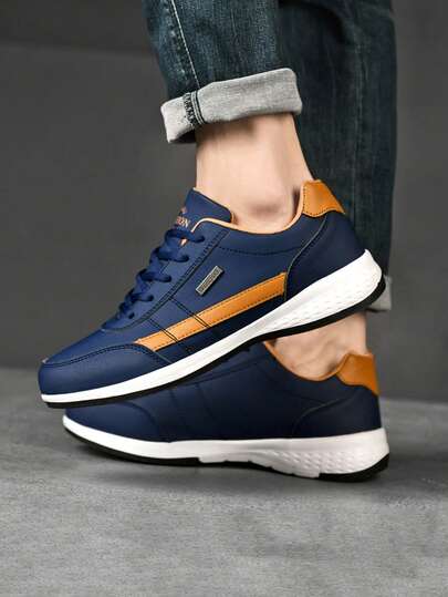 Men's Fashionable Breathable Running Shoes, Round Toe, Low-Top, Flat Heel, Mesh, Plus Size, Suitable For Cross-Border Style Outfit In 2000s, Valentine's Day