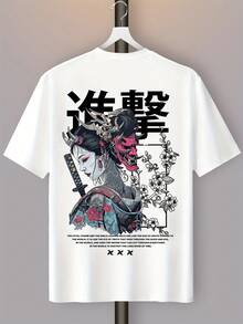 Camiseta Casual de Manga Corta para Hombre con Estampado Gráfico del Dios de la Muerte Japonés Kamaitachi - Diseño Negro y Rosa, Camiseta de Verano de Cuello Redondo con Estiramiento Medio para Ropa de Calle y Atuendos Casuales - Blanco - Ver 5