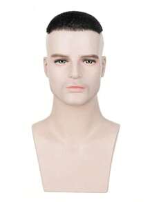 Herren Echthaar Kurzer Buzz Cut PU Dünne Haut Toupet Gerade Transparente Biologische Kopfhaut Haarteil Toupet Stück Perücke Unsichtbares Haarteil für schütteres Haar oder Glatze Natürliches Aussehen Haarteil Natürlich Schwarzes Toupet für Herren - SNatural - Übersicht 3