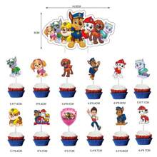 13pcs Paw Patrol Themed Birthday Cake Decoration, Paw Patrol Dog Flag Raising Cake Card Hanging Spiral Decoration Birthday Party Decoration Theme - Multicolor - View 4