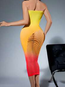 性感内衣，惊艳镂空长袖紧身裙，性感优雅网眼透明派对连衣裙 - 彩色 - 查看 1