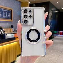 Free Gift (Lens Film) Luxury Magnetic Shockproof Airbag Phone Case Compatible With Apple 6/7/8/X/XS/XR/11/12/13/14/15/16/16e, S22/23/24/25/S24 FE/S25 EDGE, A04/05/06/A14/A15/A16/A24/A25/A34, Redmi Note 7/8/9/10/11/12/13, Redmi 9/10/12/13C, Honor X, HW, Realme C53 C55 Waterproof Anti-Fall Scratch Resistant - Silver - View 3