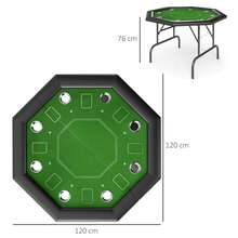 8-Player Folding Poker Table - Portable Octagon Gaming Table With Cup Holders & Padded Edges - Green Color For Home & Casino Use - 綠色 - 查看 10