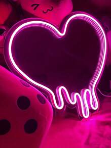 Srebrne lustro LED Neon zasilane przez USB, topiące się serce, artystyczne lustro: odpowiednie do wystroju domu, studia, salonu, salonu tatuażu, sztuki dekoracyjnej, prezentu urodzinowego