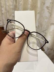 1pc Unisex Casual Retro Square Flat Lens Glasses, Suitable For Daily Wear And Street Photography - Coffee Brown - View 13