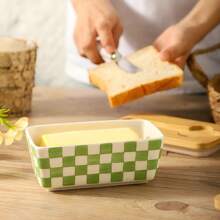 Ceramic Butter Box With Lid, European Style Household Cheese Storage Box, Kitchen Storage Box For Sealing And Preserving Freshness.