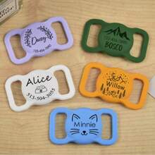 1 件定制硅胶 Airtag 宠物项圈支架，刻有宠物地址标签支架，宠物狗猫个性化礼物