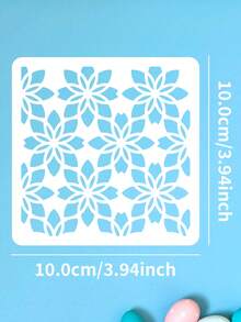 6 包方形 3.94 英寸可重复使用白色 PET 镂空模板防水易清洁手工 DIY 日记本剪贴簿绘画书装饰帆布木质墙壁贺卡涂鸦艺术用品，适用于学校用品，返校 - 白色 - 查看 2