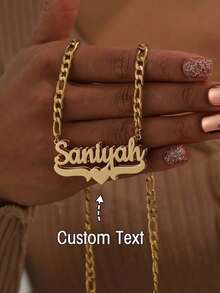 1PC Customized 316L Stainless Steel Name Necklace, Bohemian Style Custom Atomized Letter Pendant, Thick Cuban Chain, Men's And Women's Jewelry, Perfect For Weddings, Thanksgiving, Christmas Gifts ﻿ - Style 4 - View 1