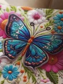 Decorative Oxford Cushion Cover Embroidered Rustic Boho Living Room Bedroom 45x45 Animals Living Room Bedroom Style - 蝴蝶仿繡 - 查看 2