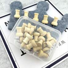 100 件木质图钉，木制图钉，Wowot 木质图钉，带钢钉，适用于软木板、地图、照片、家庭办公室手工项目、学校用品、返校 - 均碼 - 查看 6