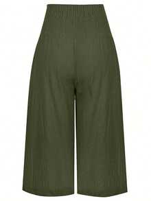 Pantalones casuales cómodos de 3/4 para mujer, nuevo estilo europeo y americano de verano - Verde - Ver 2