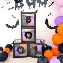 1件/4件/8件万圣节气球装饰套装3D鬼南瓜头气球盒创意派对装饰派对家居户外恐怖场景布置