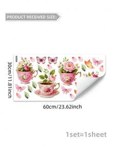 1set Flower Print Wall Sticker, PVC Waterproof Wall Art Decal For Home Decor, Stickers, Wall Decal, Vinyl Decal For Home Decorations, Spring Decoration Items Refresh Your Home, Festival Decoration Stickers Gifts Birthday Graduation Kitchen Decor - Multicolor - View 17