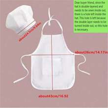 婴儿成长摄影道具厨师围裙和帽子套装，白色男婴和女婴厨房服装，首次厨师体验