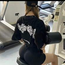 New Summer Darc Wolf Men's And Women's Short Sleeve T-Shirt Printing Graphic T-Shirt High Quality Street Clothing Sports Tops - 黑色 - 查看 1