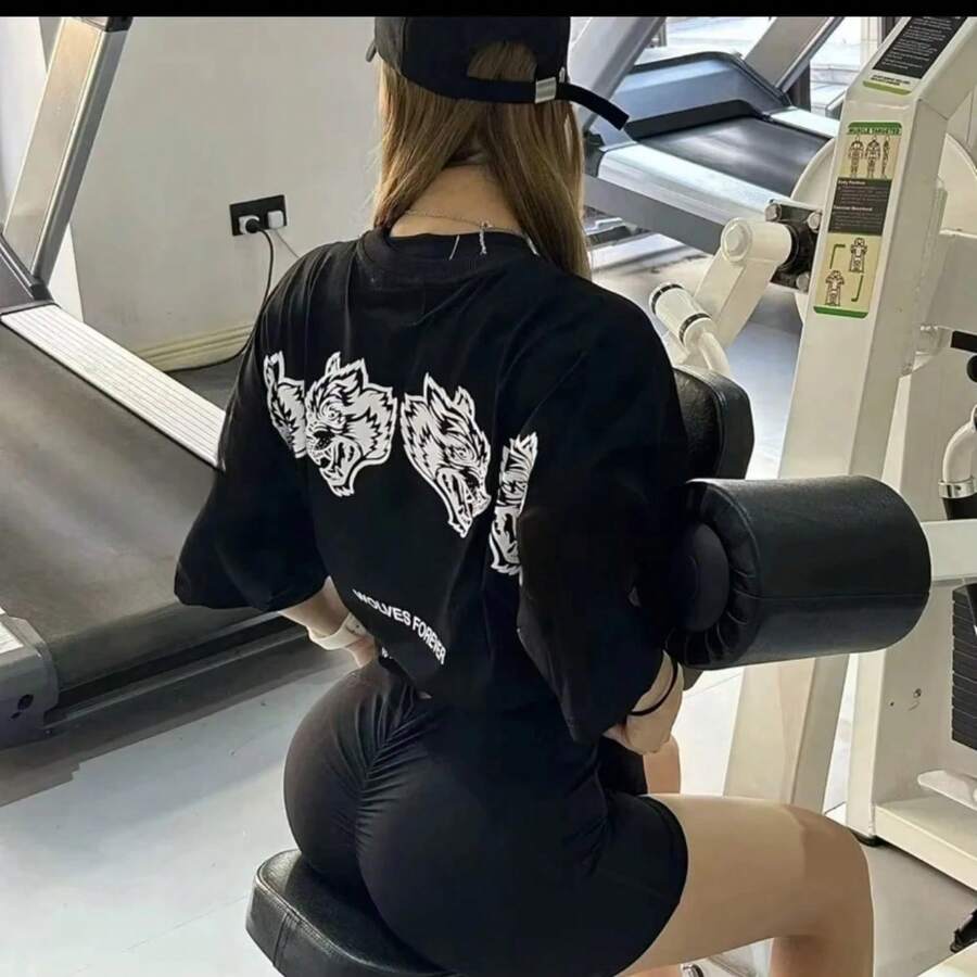 New Summer Darc Wolf Men's And Women's Short Sleeve T-Shirt Printing Graphic T-Shirt High Quality Street Clothing Sports Tops - 黑色 - 查看 1