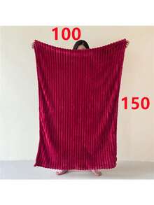 1pc Red Flannel Blanket, Christmas Gift, Soft Fleece Throw Blanket For Bed, Sofa, Car, Office Nap, Shawl - Burgundy - View 9