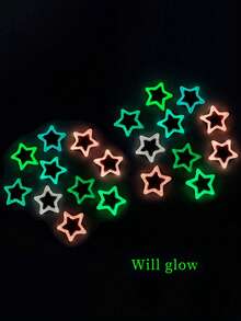 20个/套 女士彩色夜光金属五角星发夹，刘海发夹，夜光星形发夹，可爱时尚迷你发夹，适合日常使用，爪夹，发爪，发卡，发夹，发饰，头饰，发卡 - 彩色 - 查看 1