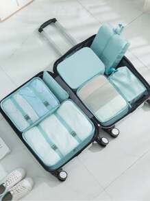 7pcs/Set Multi-Functional Storage Bags, Including Clothes Organizer Bags, Cosmetic Bags, Garment Bags, Zipper Bags, Handbags, Mesh Bags, Shoe Bags, Bottle Bags, Drawstring Bags, Universal Bags, Lingerie Bags, Luggage Organizer Bags, Jewelry Bags, Makeup Bags, Space-Saving, Portable Large Capacity Suitcase Packing Cubes For Travel, Back To School Season, Essential Organizers