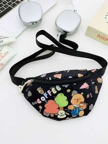 1 pieza Bolso de cintura con estampado de Capibara de dibujos animados, bolso mensajero deportivo y al aire libre con estampado lindo, cremallera suave, con una variedad de estampados de Capibara, estilo fresco y lindo, colores de caramelo para elegir, adecuado para viajar, viajes diarios y es una buena opción de regalo - Bolso de pecho estilo capibara 3 - Ver 15