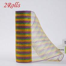 1/2 Rolls Deco Mesh Ribbon - 10inch X 30 Feet Each Roll Metallic Foil Mesh Ribbon For Wedding, Birthday,Halloween, Thanksgiving, Christmas, New Year DIY Gift Decorationand Home Decorating