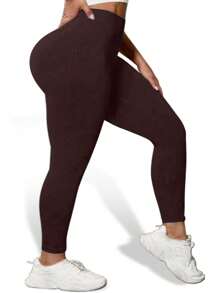 Plus Size Women's Four-Piece Set Of High-Waisted Hip Lift Peach Hip Knitted Yoga Pants For Women Tight Height Elastic Breathable Comfort