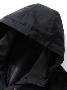 1pc Men's Boyfriend Style Lightweight, Windproof, Water-Resistant, Dirt-Resistant Outdoor Sports Jacket With Hood For Hiking, Camping, Running, Cycling, Spring & Autumn - Black - View 4